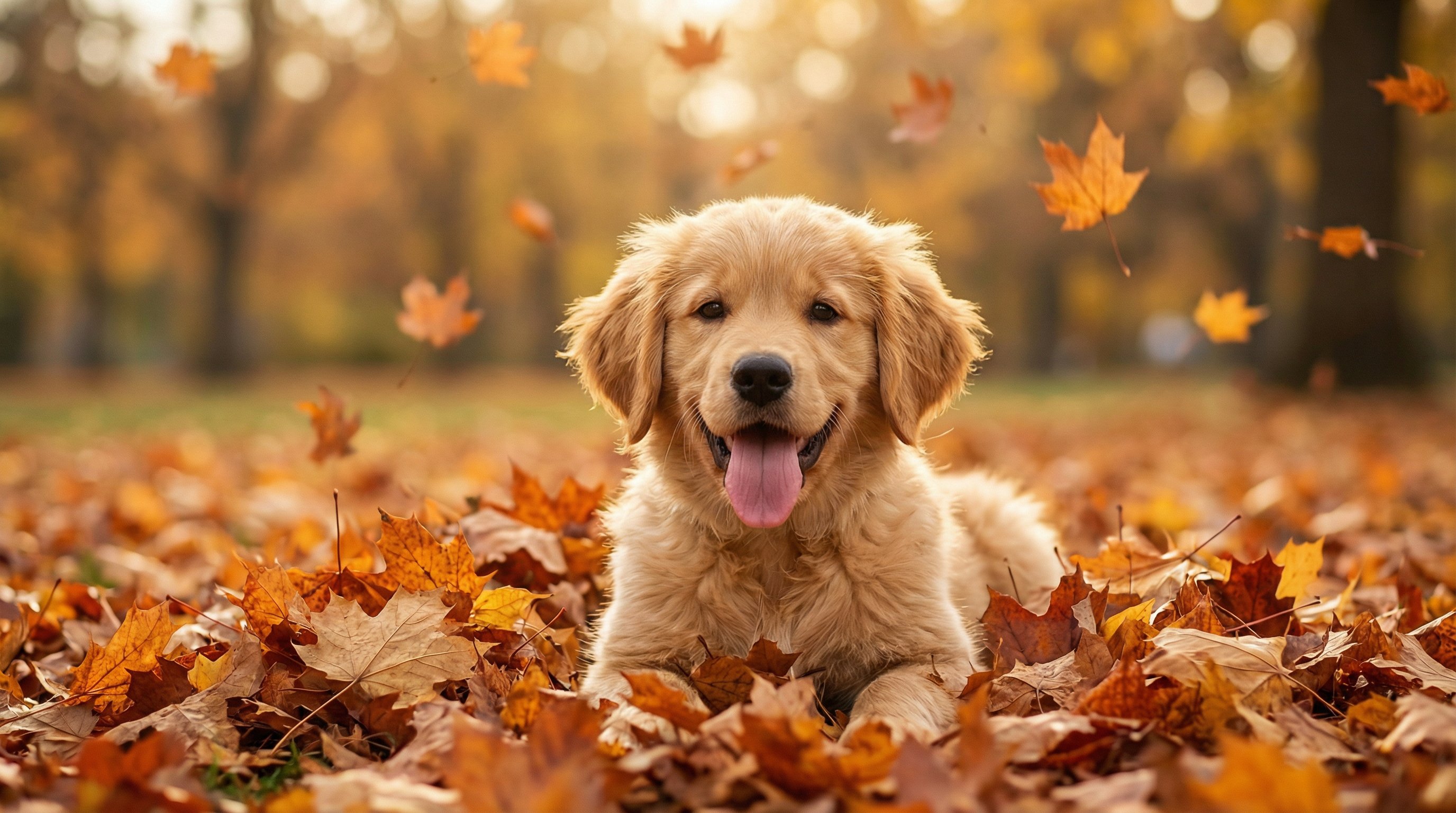 搜同网金毛幼犬秋日视频